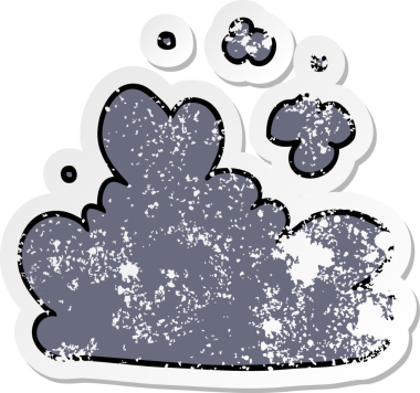 Bir insan tarafından çizilmiş karikatür bulutunun sıkıntılı çıkartması.