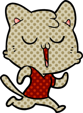 Bir insan tarafından çizilmiş çizgi film kedisi.