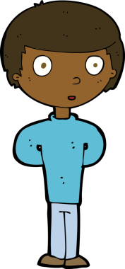 Bir insan tarafından çizilmiş meraklı bir çocuk.