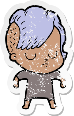 Bir insan tarafından çizilmiş karikatür bir kadının sıkıntılı çıkartması.