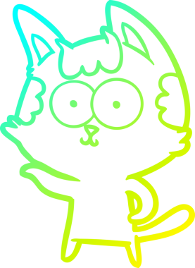 Bir insan tarafından çizilmiş mutlu çizgi film kedisinin soğuk gradyan çizgisi.