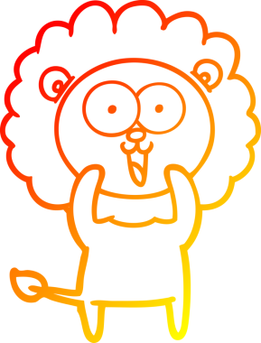 Bir insan tarafından çizilmiş mutlu çizgi film aslanının sıcak çizgi çizimi