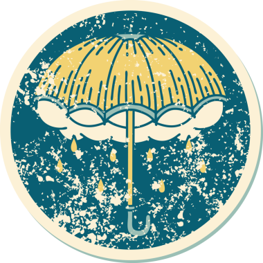 Bir insan tarafından çizilmiş şemsiye ve fırtına bulutunun sembolik dövmeli görüntüsü