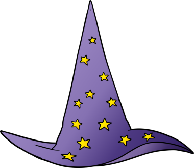 bir insan tarafından çizilmiş bir sihirbaz şapkası.