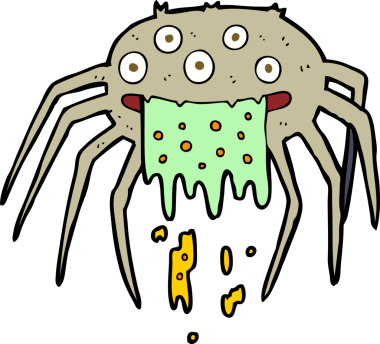 Bir insan tarafından çizilmiş iğrenç cadılar bayramı örümceği.