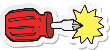 Bir insan tarafından çizilmiş karikatür tornavida etiketi.