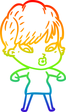 gökkuşağı gradyan çizimi bir insan tarafından çizilmiş bir karikatür kadın