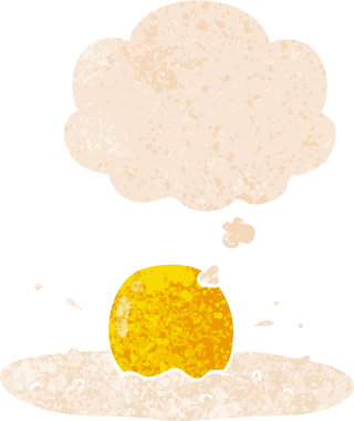 Düşünce baloncuklu çizgi film yumurta grunge sıkıntı retro dokuma bir insan tarafından çizilmiş