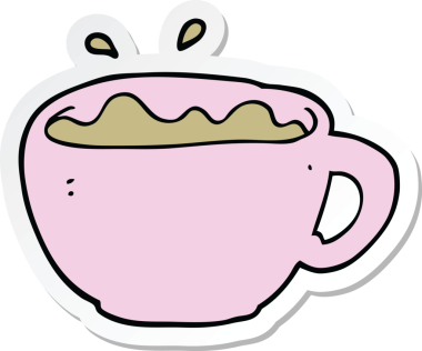 Bir insan tarafından çizilmiş bir kahve fincanının çıkartması.