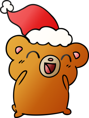 Bir insan tarafından çizilmiş Kawai ayısının el çizimi gradyan karikatürü.