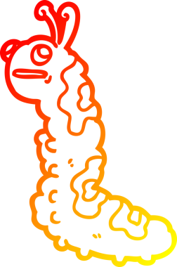 Bir insan tarafından çizilmiş komik bir tırtılın sıcak çizgi çizimi