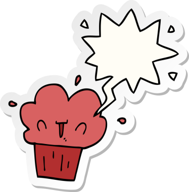 Bir insan tarafından çizilmiş baloncuk çıkartmalı çizgi film keki.