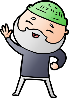 Bir insan tarafından çizilmiş mutlu sakallı bir adam.