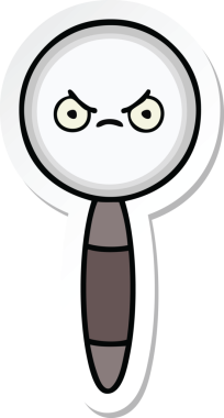 Bir insan tarafından çizilmiş şirin bir çizgi film büyütecinin çıkartması.