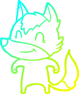 Bir insan tarafından çizilmiş dost canlısı bir kurt çizgi çizimi.