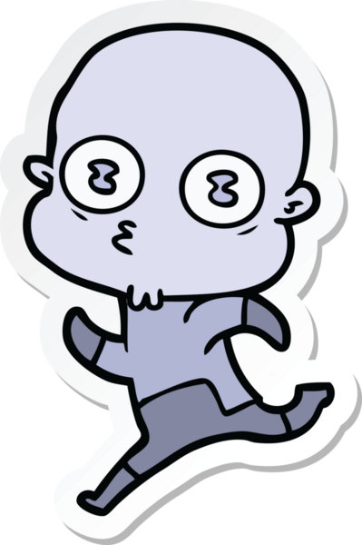 Bir insan tarafından çizilmiş garip kel bir uzay adamının çıkartması.