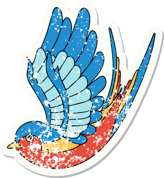 Bir insan tarafından çizilmiş geleneksel bir kırlangıç dövmesi.