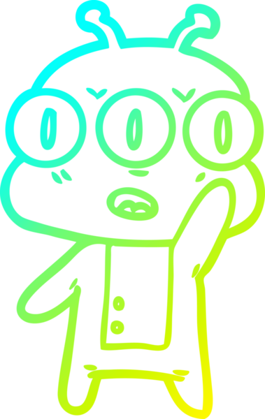 Bir insan tarafından çizilen üç gözlü uzaylı çizgi filminin soğuk gradyan çizimi