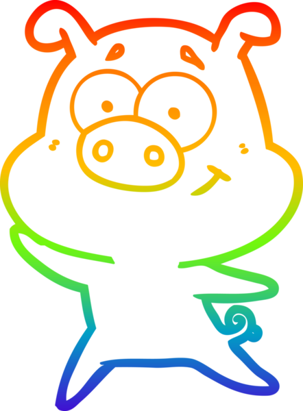 gökkuşağı gradyan çizimi mutlu çizgi domuz çizimi bir insan tarafından çizilmiş