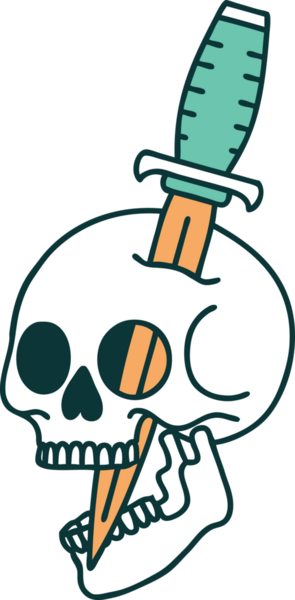 Bir insan tarafından çizilmiş bir kafatasının ikonik dövme şekli