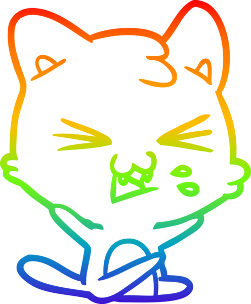 Gökkuşağı gradyan çizgi çizimi Bir insan tarafından çizilmiş bir çizgi kedi tıslama