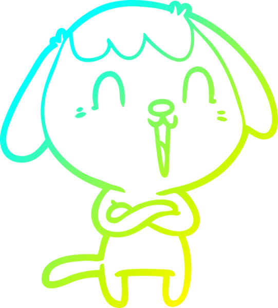 Bir insan tarafından çizilmiş şirin bir çizgi köpeğin soğuk gradyan çizgisi.