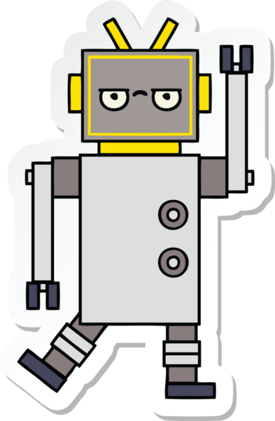 Bir insan tarafından çizilmiş, sinir bozucu, şirin bir çizgi film çıkartması.