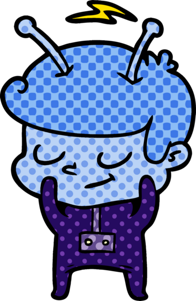 Bir insan tarafından çizilmiş utangaç çizgi film uzay adamı.