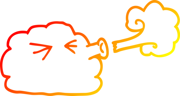 Bir insan tarafından çizilen fırtınayı savuran çizgi film bulutunun sıcak gradyanı.