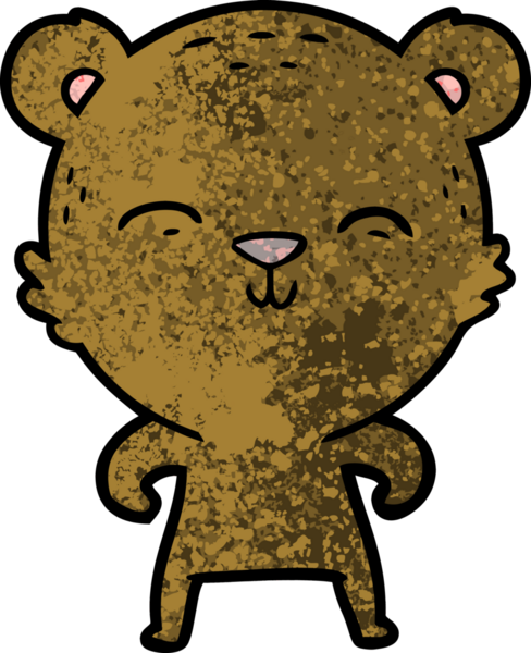 Bir insan tarafından çizilmiş mutlu çizgi film ayısı.