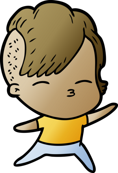 Bir insan tarafından çizilmiş şaşı çizgi film kızı.