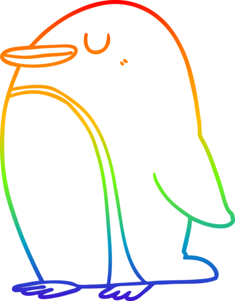 gökkuşağı gradyan çizimi bir insan tarafından çizilmiş bir penguen çizgi