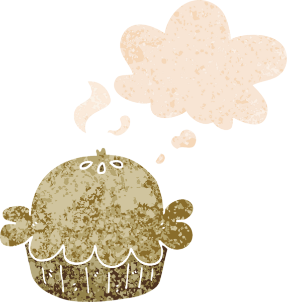 Düşünce baloncuklu çizgi film turtası grunge sıkıntılı retro desenli bir insan tarafından çizilmiş