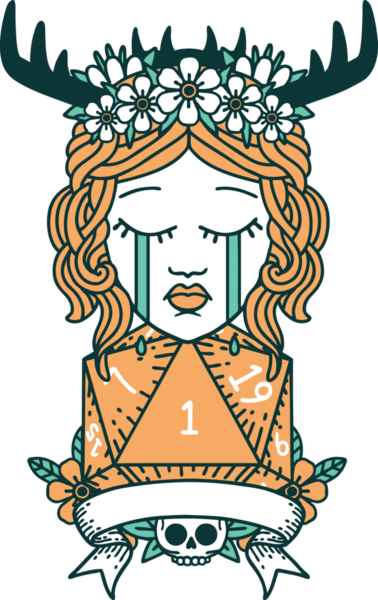 Retro Dövme Tarzı Ağlayan İnsan Druid Bir insan tarafından çizilmiş doğal bir ruloyla