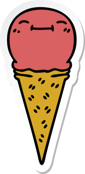 Bir insan tarafından çizilmiş garip bir el yazısı çizilmiş mutlu dondurma.