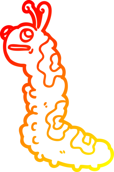 Bir insan tarafından çizilmiş komik bir tırtılın sıcak çizgi çizimi