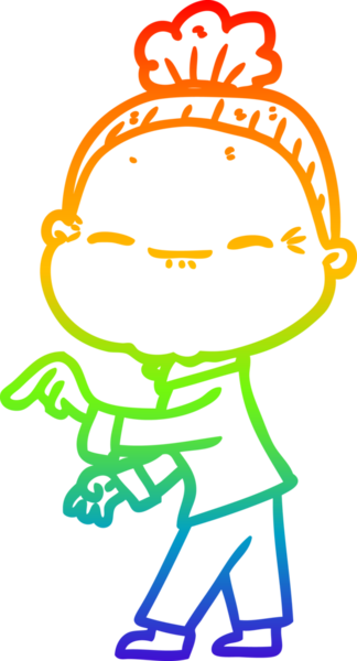 Gökkuşağı gradyan çizimi bir insan tarafından çizilmiş barışçıl yaşlı bir kadının çizimi