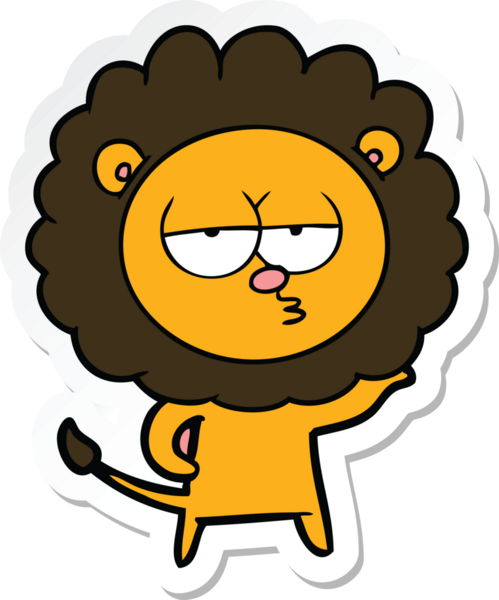 Bir insan tarafından çizilmiş canı sıkkın bir aslanın çıkartması.