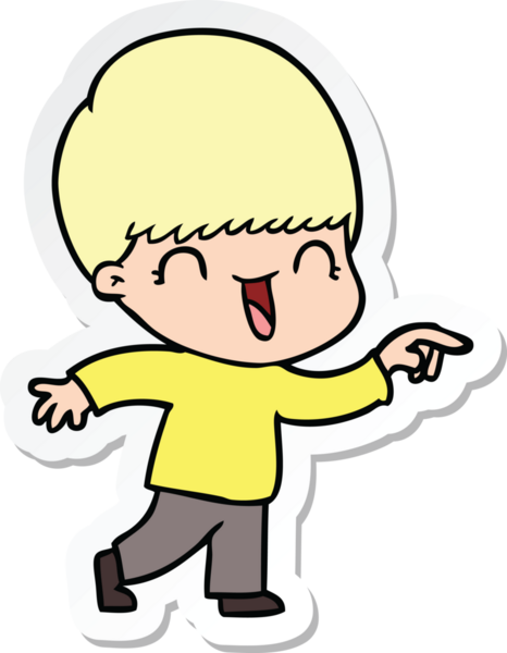 Bir insan tarafından çizilmiş mutlu bir çizgi film çocuğunun çıkartması.