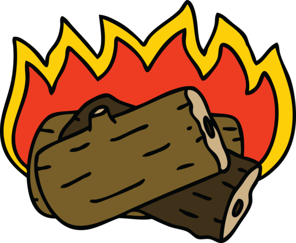 Bir insan tarafından çizilmiş tuhaf çizgi film yakma kütüğü.