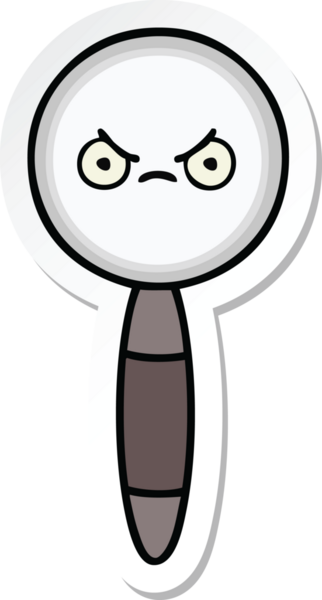 Bir insan tarafından çizilmiş şirin bir çizgi film büyütecinin çıkartması.