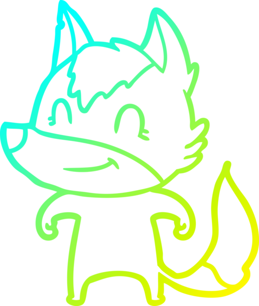 Bir insan tarafından çizilmiş dost canlısı bir kurt çizgi çizimi.