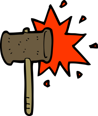 Bir insan tarafından çizilmiş tokmak çakma çizgi filmi