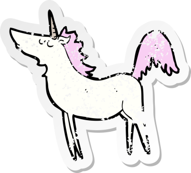 Bir insan tarafından çizilmiş bir tek boynuzlu atın gerilimli çıkartması.