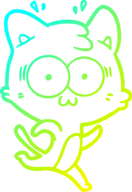 Bir çizgi filmin soğuk gradyan çizimi bir insan tarafından çizilmiş sürpriz bir kedi.