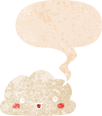 grunge 'da konuşma baloncuğu olan karikatür bulutu bir insan tarafından çizilmiş rahatsız edilmiş retro dokuma tarzı