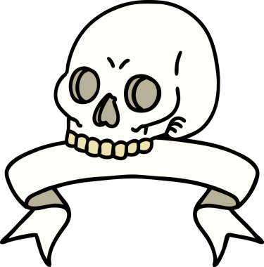 Bir insan tarafından çizilmiş geleneksel bir kafatası dövmesi.