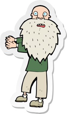 Bir insan tarafından çizilmiş sakallı yaşlı bir adamın çıkartması.