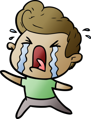 Bir insan tarafından çizilmiş ağlayan bir karikatür.