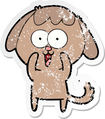 Bir insan tarafından çizilmiş şirin bir köpeğin sıkıntılı çıkartması.